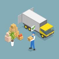 3D Isometric Flat Illustration of Online Delivery Service, Advanced Tracking Systems vector