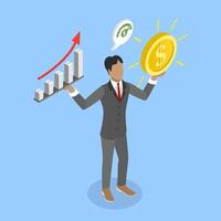 3D Isometric Flat Illustration of Value and Price Balance, Value Stock Vs Growth Stock vector