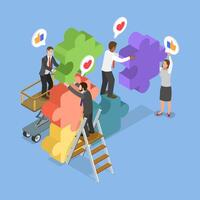 3D Isometric Flat Illustration of Teamwork and Cooperation, Collective Work and Partnership vector