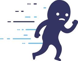 Running silhouette character with speed motion lines expressing urgency and stress illustration vector