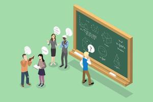 3D Isometric Flat Illustration of Thinking About Solving Problem, Solving a Theorem vector