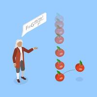 3D Isometric Flat Illustration of Gravity Theory, Physics and Science for Kids vector