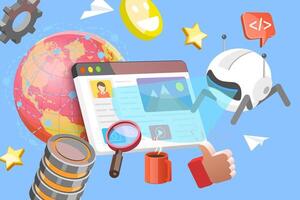 3D Illustration of Web Scraping, Technology for Collecting Data From WWW vector
