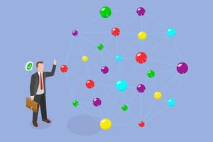 3D Isometric Flat Illustration of Knowledge Graph, Logical Thinking vector