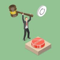 3D Isometric Flat Illustration of Restarting Project, Launching a New Project vector