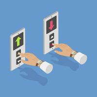 3D Isometric Flat Illustration of Lift Up and Down Buttons, Elevator Calling vector