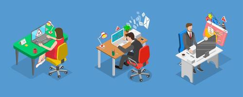 3D Isometric Flat Illustration of Computer Network Attack, Cybersecurity, Digital Information Protection vector
