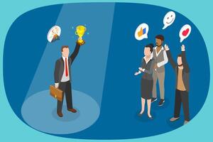 3D Isometric Flat Illustration of Being Recognized , Unique Talented Person vector