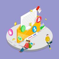 3D Isometric Flat Illustration of Email Envelope, Unread E-mail Notification vector