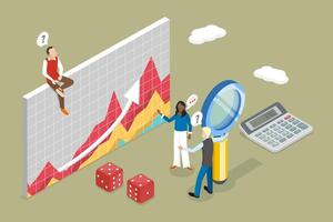 3D Isometric Flat Illustration of Statistics With Mathematical Data, Analysis and Probability vector
