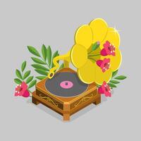 3D Isometric Flat Illustration of Retro Player, Concept of Retro Music. A Nostalgic Tribute vector