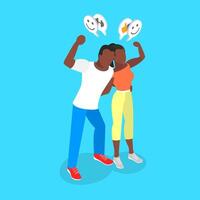 3D Isometric Flat Illustration of Strong Couple, Feeling Unity and Affection vector