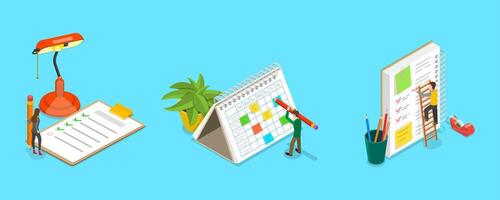 3D Isometric Flat Illustration of Planning Schedule, Appointment, Calendar Application vector