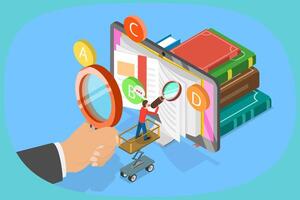 3D Isometric Flat Illustration of Glossary, A - Z Glossary Book vector