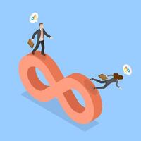 3D Isometric Flat Illustration of Business Cycle, Running on Never Ending Infinity Loop vector
