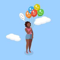 3D Isometric Flat Illustration of Stressed Management, Various Emotions and Mood Changes vector