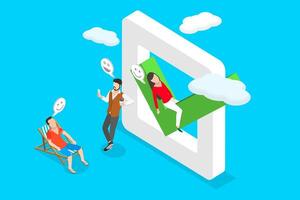3D Isometric Flat Illustration of Well Done Work, Successfully Completed Task vector