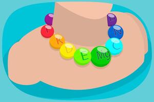 3D Isometric Flat Illustration of Nutrient Minerals and Vitamins , Essential Multivitamin Complex for Health vector