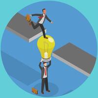 3D Isometric Flat Illustration of Business Support And Teamwork, Overcoming Difficulties vector