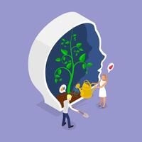 3D Isometric Flat Illustration of Growth Mindset, Self-improvement and Self Development vector
