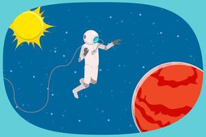 3D Isometric Flat Illustration of Journey To Mars, Astronaut in Outer Space vector