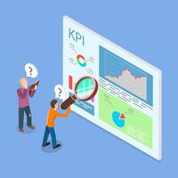 3D Isometric Flat Illustration of KPI as Key Performance Indicator, Business Intelligence Metrics vector