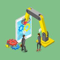 3D Isometric Flat Illustration of Smart Business Process, Innovations and Technologies Improving vector