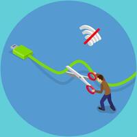 3D Isometric Flat Illustration of Unsubscribe, 404 Error, Page not Found vector