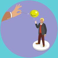 3D Isometric Flat Illustration of Rejecting Comments, Bubble Speech and Disapproval vector