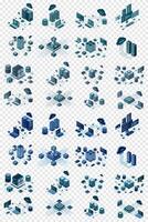 Large set of isometric modern technology for cloud computing, datacenter, database, artificial intelligence, and blockchain technology. Isometric technology vector