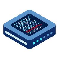 Isometric futuristic server. Isometric database or data center. Abstract blockchain. Computer storage. Cloud storage. Isometric, vector