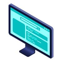 Isometric monitor. Computer monitor isometric desktop. Modern monitor. Isometric. vector