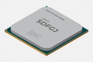 Isometric processor. Central processing unit. Computer hardware components. Semiconductor technology concept. illustration. vector