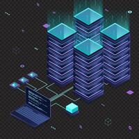 Database servers. Server room data center. Hosting server isometric. Isometric technology. isometric illustration. vector