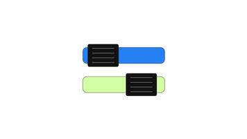 Two horizontal slider bars 2D cartoon object animation. Preference toggle switch. Option selector. Settings bar. UI element. Scrollbars animated flat colorful item 4K isolated on white video