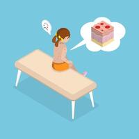 3D Isometric Flat Illustration of Chickenpox, A kid with rash on back suffering from dermatitis and poor health. vector
