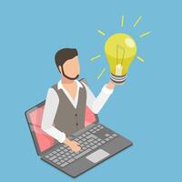 3D Isometric Flat Illustration of Inspiration Idea, Success Motivation and Innovation in Business vector