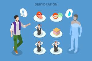 3D Isometric Flat Illustration of Dehydration, Importance of Hydration vector