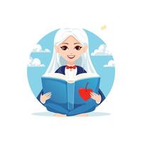 Vampire reading a book in daylight vector