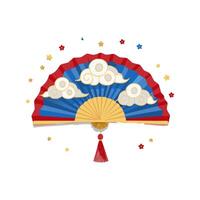 Cloud Patterned Fan flat design style vector