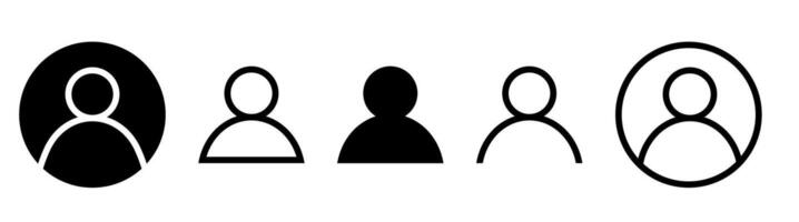 Various user icons in different styles and outlines vector