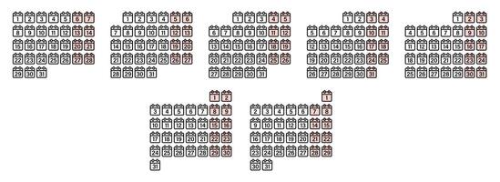 Calendar months grid with highlighted dates and each month in a separate block vector