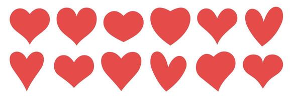 Red heart icon set repeating simple love design vector