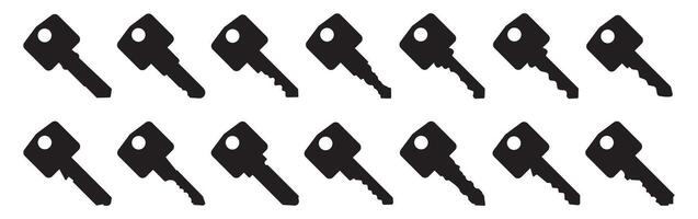 Set of black icon of door case. Key Icon set. vector