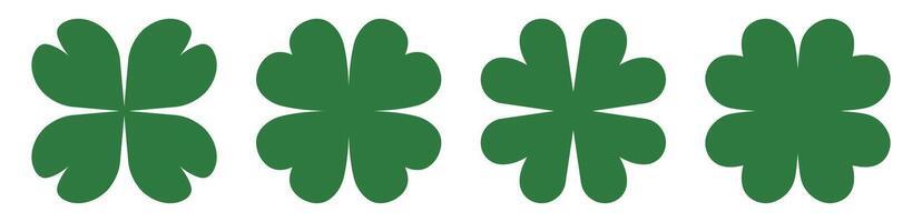 Green four-leaf clovers pattern on transparent background vector