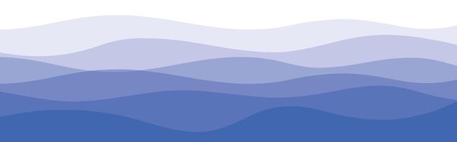Blue tones abstract waves background with curved layered lines vector