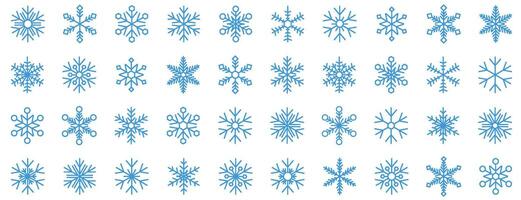 Blue snowflake patterns illustrating unique geometric winter designs vector