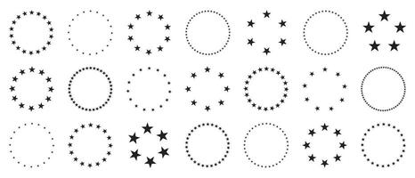 Collection of circular star patterns, dots and stars in various arrangements vector