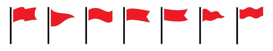 Eight red flags on poles in a row vector