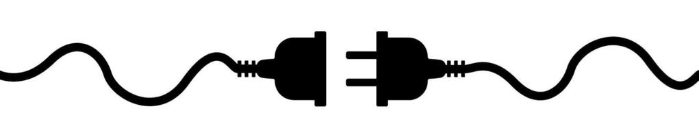 Black electrical plug and socket connection vector